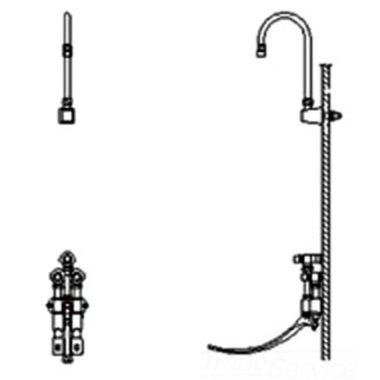 Click here to see Delta 54T5324A-R5 Delta 54T5324A-R5 Wall-Hung Double Foot Pedal Surgeon Scrub-Up Valve w/ Wallmount R5 Spout, Aerator, 1.5 gpm