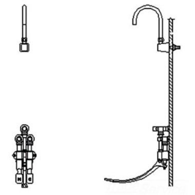 Click here to see Delta 54T5327A-R35 Delta 54T5327A-R35 Wall-Hung Double Foot Pedal Surgeon Scrub-Up Valve w/ Wallmount R35 Spout, Smooth End Laminar, 1 gpm