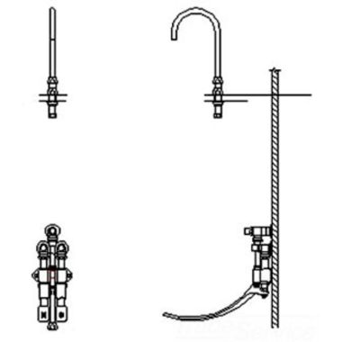 Click here to see Delta 54T5337A-R4 Delta 54T5337A-R4 Wall-Hung Double Foot Pedal Surgeon Scrub-Up Valve w/ Deckmount R4 Spout, Smooth End Laminar, 1 gpm