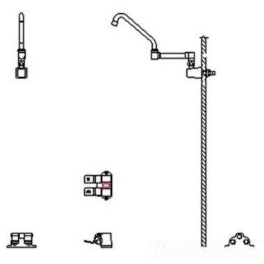 Click here to see Delta 54T5423A-R17 Delta 54T5423A-R17 Floor-Mounted Double Foot Pedal Surgeon Scrub-Up Valve w/ Wallmount R17 Spout, VR Aerator, 1.5 gpm