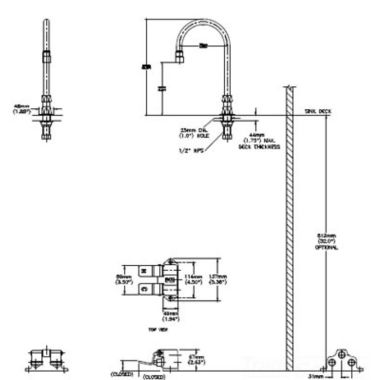 Click here to see Delta 54T5433A-R4 Delta 54T5433A-R4 Floor-Mounted Double Foot Pedal Surgeon Scrub-Up Valve w/ Deckmount R4 Spout, VR Aerator, 1.5 gpm