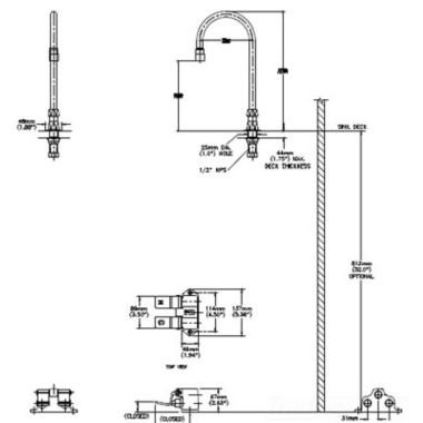 Click here to see Delta 54T5433A-R5 Delta 54T5433A-R5 Floor-Mounted Double Foot Pedal Surgeon Scrub-Up Valve w/ Deckmount R5 Spout, VR Aerator, 1.5 gpm