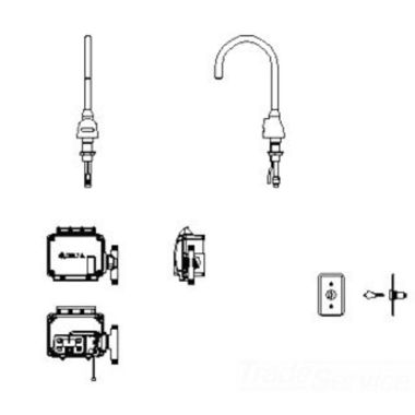 Click here to see Delta 3000T3370A-KS-R35 Delta 3000T3370A-KS-R35 TECK Electronic Faucet, Surface Mount, Hardwire, Keyed Switch, R35 Spout, Smooth End Laminar, 1.5 gpm