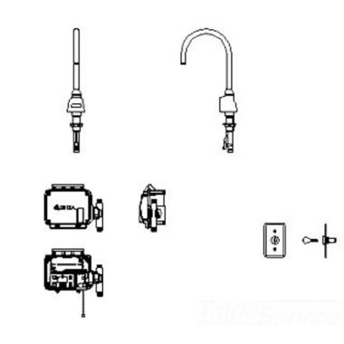 Click here to see Delta 3001T3370A-KS-R35 Delta 3001T3370A-KS-R35 TECK Electronic Faucet, Surface Mount, Battery, Keyed Switch, R35 Spout, Smooth End Laminar, 1.5 gpm