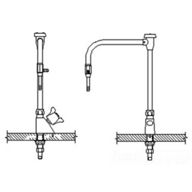 Click here to see Delta W6600-12-R25 Delta W6600-12-R25 Teck Deckmount 2 Arm Lab Handle Faucet w/ Angle Vacuum Breaker, C.P. Aspirator, Fits 7/8