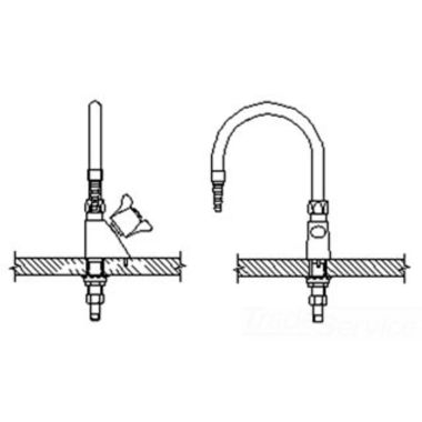 Click here to see Delta W6600-R3 Delta W6600-R3 Teck Deckmount 2-Arm Lab Handle Faucet w/ Gooseneck, Fits 7/8
