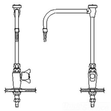 Click here to see Delta W6601-10-R25 Delta W6601-10-R25 Teck Deckmount 2-Arm Lab Handle Faucet w/ Angle Vacuum Breaker, Fits 1