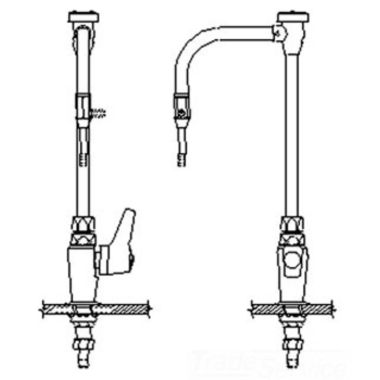 Click here to see Delta W6601-12-C Delta W6601-12-C Teck Deckmount Lever Blade Handle Lab Faucet w/ Angle Vacuum Breaker, C.P. Aspirator, Fits 1