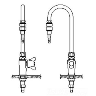 Click here to see Delta W6601-9-R2 Delta W6601-9-R2 Teck Deckmount 2-Arm Lab Handle Faucet w/ 4.5
