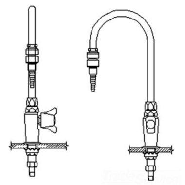Click here to see Delta W6601-9-R4 Delta W6601-9-R4 Teck Deckmount 2-Arm Lab Handle Faucet w/ 6