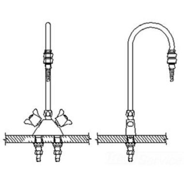 Click here to see Delta W6700-9-R6 Delta W6700-9-R6 Teck Deckmount 2-Arm Lab Handles Mixing Faucet w/ 6