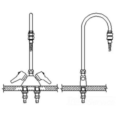 Click here to see Delta W6700-9-R6C Delta W6700-9-R6C Teck Deckmount Lever Blade Handles Mixing Faucet w/ 6