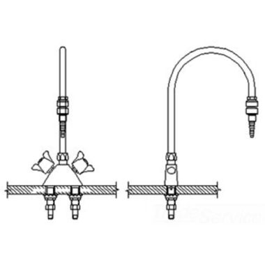 Click here to see Delta W6700-9-R7 Delta W6700-9-R7 Teck Deckmount 2-Arm Lab Handles Mixing Faucet w/ 9