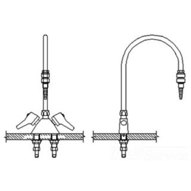 Click here to see Delta W6700-9-R7C Delta W6700-9-R7C Teck Deckmount Lever Blade Handles Mixing Faucet w/ Gooseneck, In-Line Dual Check, 7/8