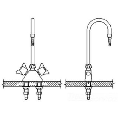 Click here to see Delta W6700-R2 Delta W6700-R2 Teck Deckmount 2-Arm Lab Handles Mixing Faucet w/ 4.5