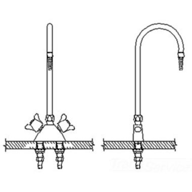 Click here to see Delta W6700-R6 Delta W6700-R6 Teck Deckmount 2-Arm Lab Handles Mixing Faucet w/ 6