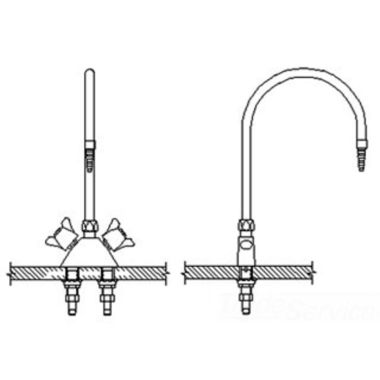 Click here to see Delta W6700-R7 Delta W6700-R7 Teck Deckmount 2-Arm Lab Handles Mixing Faucet w/ 9