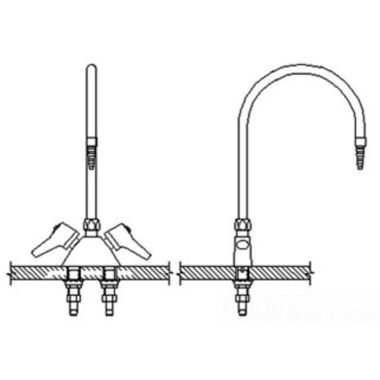 Click here to see Delta W6700-R7C Delta W6700-R7C CER-TECK Deckmount Lever Blade Handles Mixing Faucet w/ 9