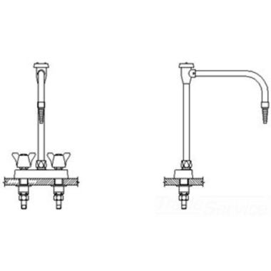 Click here to see Delta W6720-10-R25 Delta W6720-10-R25 Teck Deckmount 2-Arm Lab Handles Centerset Mixing Faucet w/ Angle Vacuum Breaker, Chrome