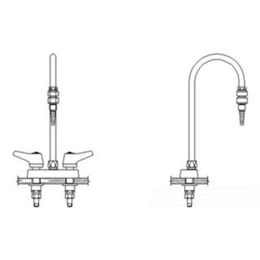 Click here to see Delta W6720-9-C Delta W6720-9-C Teck Deckmount Lever Blade Handles Centerset Lab Mixing Faucet w/ Gooseneck, In-Line Dual Check, Chrome
