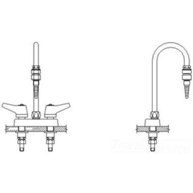 Click here to see Delta W6720-9-R2C Delta W6720-9-R2C Teck Deckmount Lever Blade Handles Centerset Lab Mixing Faucet w/ 4.5