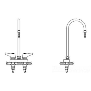 Click here to see Delta W6720-C Delta W6720-C Teck Deckmount Lever Blade Handles Centerset Lab Mixing Faucet w/ Gooseneck, Chrome