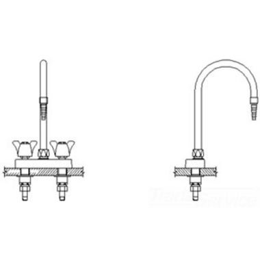Click here to see Delta W6720-R4 Delta W6720-R4 CER-TECK Deckmount 2-Arm Lab Handles Centerset Mixing Faucet w/ 6