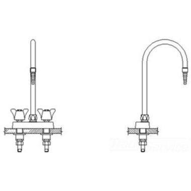 Click here to see Delta W6720-R5 Delta W6720-R5 Teck Deckmount 2-Arm Lab Handles Centerset Mixing Faucet w/ 6