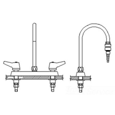 Click here to see Delta W6740-9-R4C Delta W6740-9-R4C CER-TECK Deckmount Lever Blade Handles 8-Inch Lab Mixing Faucet w/ 6