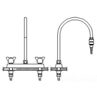 Click here to see Delta W6740-9-R7 Delta W6740-9-R7 Teck Deckmount 2-Arm Lab Handles 8-Inch Mixing Faucet w/ 9