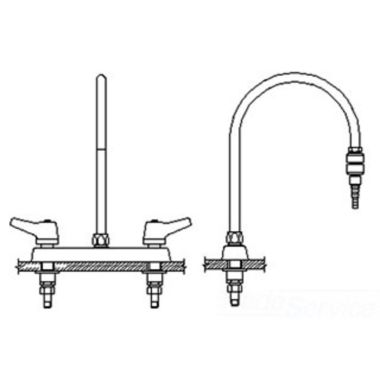 Click here to see Delta W6740-9-R7C Delta W6740-9-R7C CER-TECK Deckmount Lever Blade Handles 8-Inch Lab Mixing Faucet w/ 9