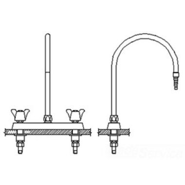 Click here to see Delta W6740-R7 Delta W6740-R7 Teck Deckmount 2-Arm Lab Handles 8-Inch Mixing Faucet w/ 9