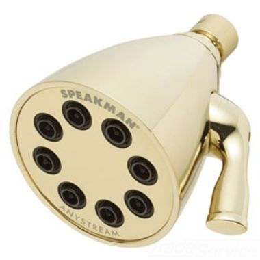 Click here to see Speakman S-2251-PB Speakman Icon 3-Function Anystream Shower Head, Round, 2.5 GPM, Spray Adjusting Handle, Polished Brass - S-2251-PB