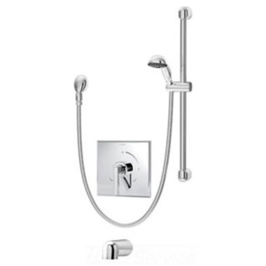 Click here to see Symmons S-3604-H321-V-TRM Symmons Duro Tub/Hand Shower Faucet with Integral Diverter Control, Metal Lever Handle, Non-Diverter Tub Spout, 2 GPM, Chrome - S-3604-H321-V-TRM