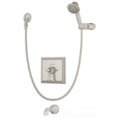 Click here to see Symmons S-4504-STN-TRM Symmons Canterbury Tub/Hand Shower Faucet with 3-Mode Hand Shower, Integral Diverter Control, Metal Lever Handle, 2 GPM, Satin Nickel - S-4504-STN-TRM