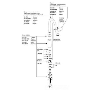 Click here to see Moen 141044W Moen 141044W Part Wand & Hose Kit Glacier/ Chrome