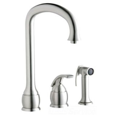 Click here to see Elkay LK9402NK Elkay Explore Single-Handle Kitchen Faucet w/ Side Spray, 3 Hole, Brushed Nickel - LK9402NK