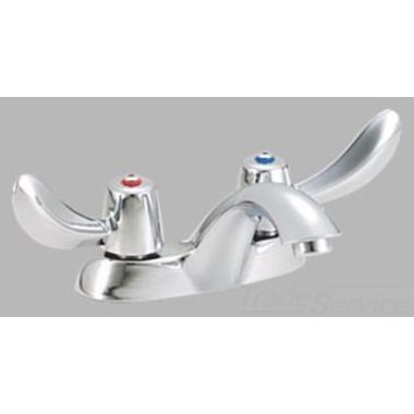 Click here to see Delta 21C144-HDS Delta 21C144-HDS Tech 2-Handle Cast Centerset Lavatory Faucet, Blade w/ Sanitary Hood, No Pop-Up Hole, Standard Aerator, Chrome