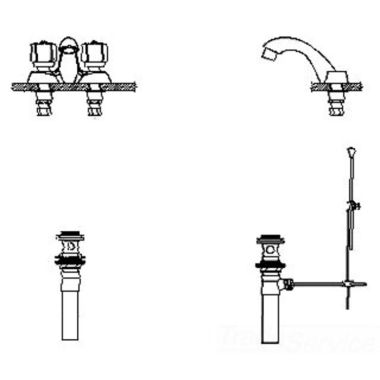 Click here to see Delta 21C249 Delta 21C249 Tech 2-Handle Cast Centerset Lavatory Faucet, Self Close 5-Fluted, Metal Pop-Up, Standard Aerator, Chrome