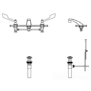 Click here to see Delta 23C445 Delta 23C445 TECK Widespread Lavatory Faucet, Cast Spout, Wrist w/ Sanitary Blade, Metal Pop-Up, Aerator, Chrome