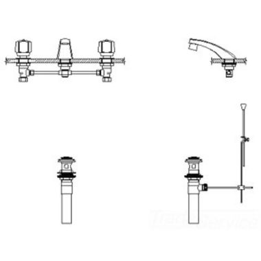 Click here to see Delta 23C451 Delta 23C451 TECK Widespread Lavatory Faucet, Cast Spout, 5-Fluted, Metal Pop-Up, VR Spray, 0.5 gpm, Chrome