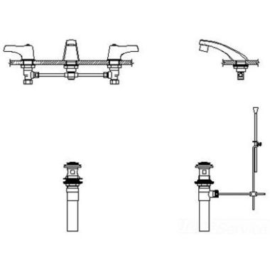 Click here to see Delta 23C453 Delta 23C453 TECK Widespread Lavatory Faucet, Cast Spout, Hooded Lever, Metal Pop-Up, VR Spray, 0.5 gpm, Chrome