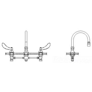 Click here to see Delta 23C644-R3 Delta 23C644-R3 CER-TECK Widespread Lavatory Faucet, Gooseneck, Blade w/ Sanitary Hood, Aerator, Chrome