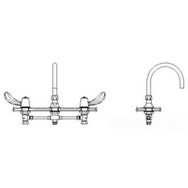 Click here to see Delta 23C672-R3 Delta 23C672-R3 CER-TECK Widespread Lavatory Faucet, Gooseneck, Hooded Blade, Smooth Laminar, 1 gpm, Chrome