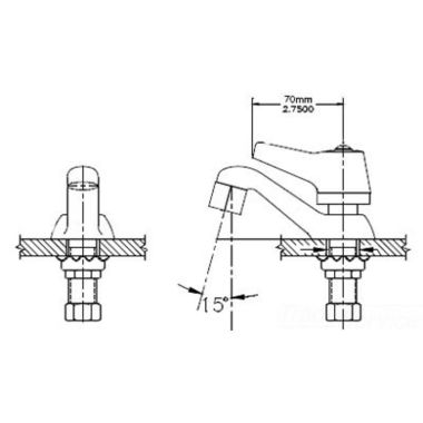 Click here to see Delta 23T1049 Delta 23T1049 TUF-TECK Single Basin Lavatory Faucet, Cast Spout, No Pop-Up Hole, Self Close 5-Fluted, Aerator, Chrome