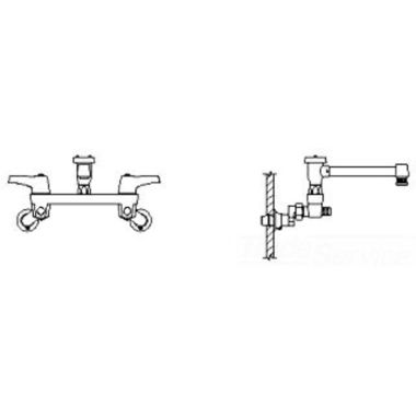 Click here to see Delta 28C2283-AC Delta 28C2283-AC CER-TECK Wallmount Service Faucet, Hooded Lever, Body Mounted Vacuum Breaker, Adjustable Centers, Chrome