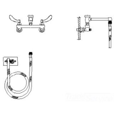 Click here to see Delta 28C2294 Delta 28C2294 CER-TECK Wallmount Service Faucet, Blade w/ Sanitary Hood, Chrome