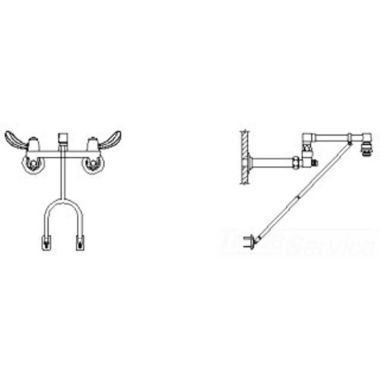 Click here to see Delta 28C2962 Delta 28C2962 CER-TECK Wallmount Service Faucet, Hooded Blade, Spout End Vacuum Breaker, Chrome