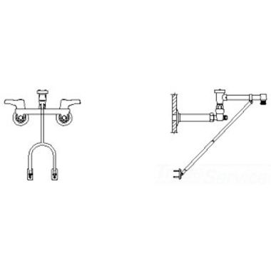 Click here to see Delta 28C2983 Delta 28C2983 CER-TECK Wallmount Service Faucet, Hooded Lever, Body Mounted Vacuum Breaker, Chrome
