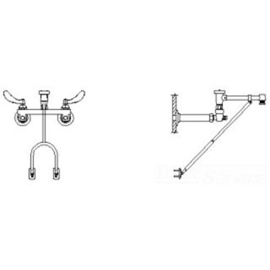 Click here to see Delta 28C2984 Delta 28C2984 CER-TECK Wallmount Service Faucet, Blade w/ Sanitary Hood, Body Mounted Vacuum Breaker, Chrome